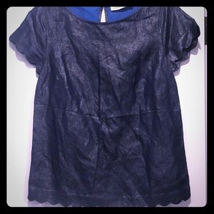 Vineyard Vines shimmer linen scallop top size 0